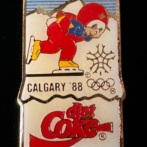Diet coke Pin set #2 1988 Calgary Winter Olympics 5 pins in case w/ Box #KID 939 - Picture 5 of 9